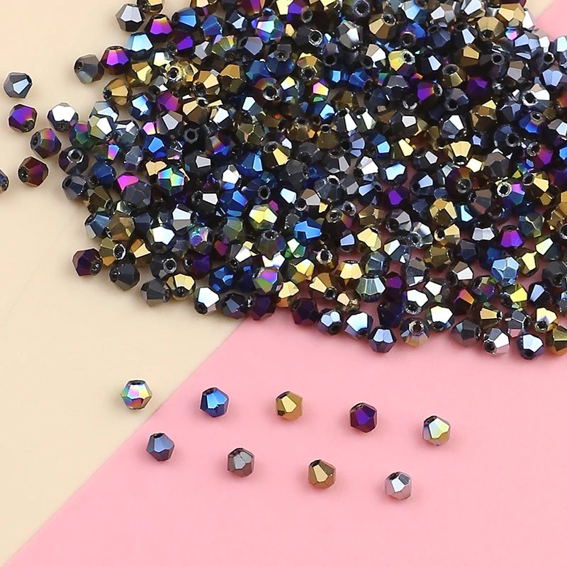 3mm 200pcs Bicone Austrian crystals loose beads ball supply surface color plating bracelet necklace Jewelry Making DIY Findings