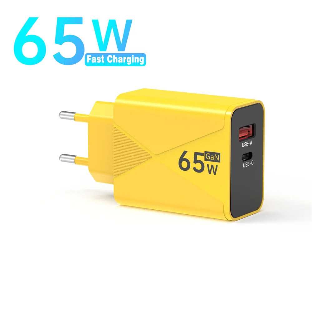 65W USB Type C High Speed Charge Charger Fast Charging Adapter For Samsung Huawei Xiaomi iPhone 2 In 1 EU/US Plug Wall Charger