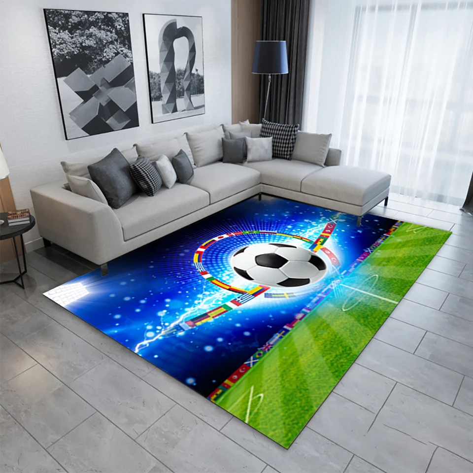 Football Carpet And Rugs For Bedroom Living Room Kids 3D Soccer Printing Pattern Rug Large For Children Play Foam Mat Home Decor