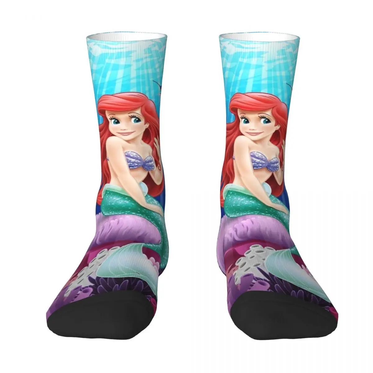 The Little Mermaid Cartoon Stockings Unisex Men Socks Medium Soft Casual Socks Autumn Outdoor Sports Anti Bacterial Graphic Sock