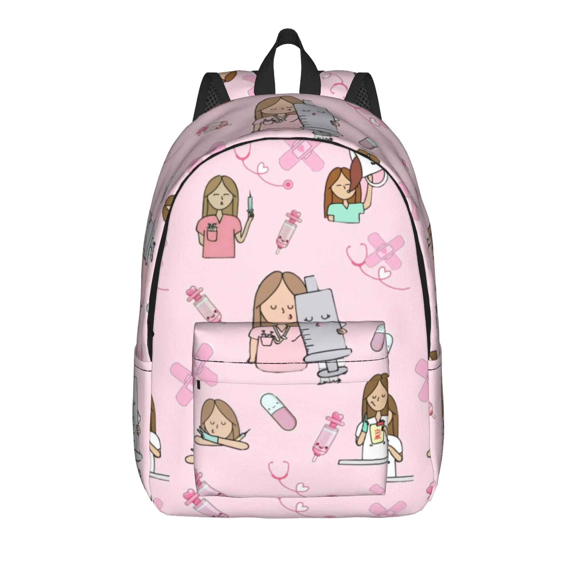 Enfermera En Apuros Doctor Nurse Medical Backpack  Boy Girl Polyester Camping Backpacks Breathable High School Bags Rucksack