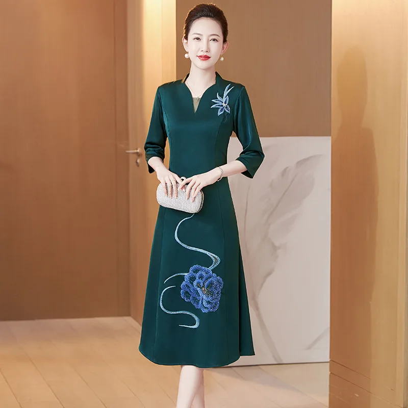 

Yourqipao Autumn Chinese Hanfu Cheongsams New Wedding Banquet Dress Mother Of The Bride Dresses Bridal Party Gowns Evening Dress