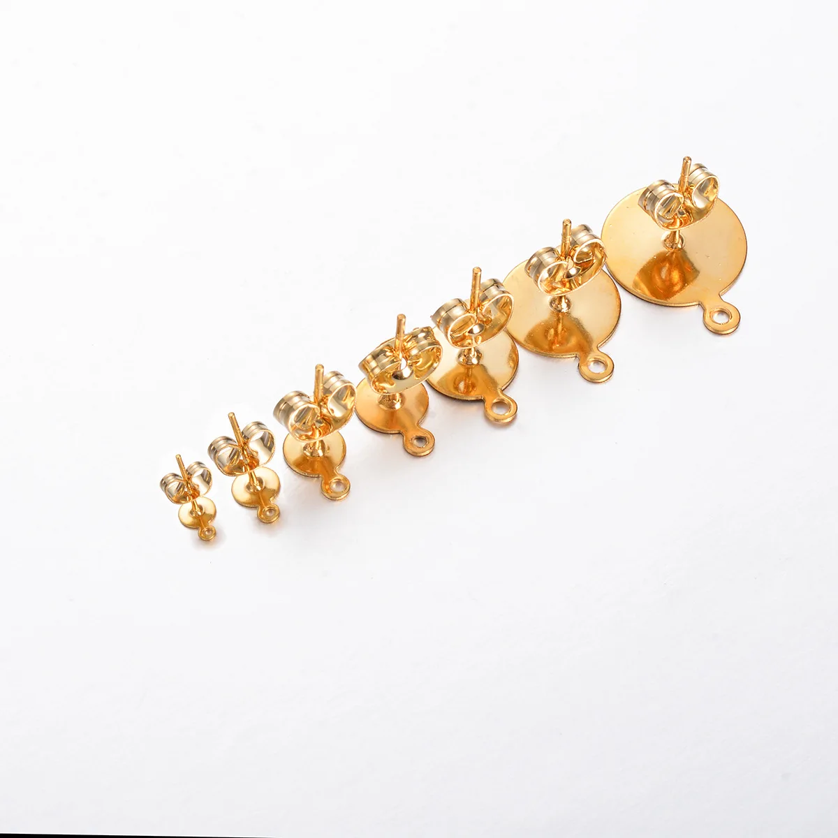 30 Stück/Set 5/6/8/10/12mm Edelstahl-Ohrstecker mit Öse, flache runde Basis für DIY-Schmuckherstellung – Detail 5