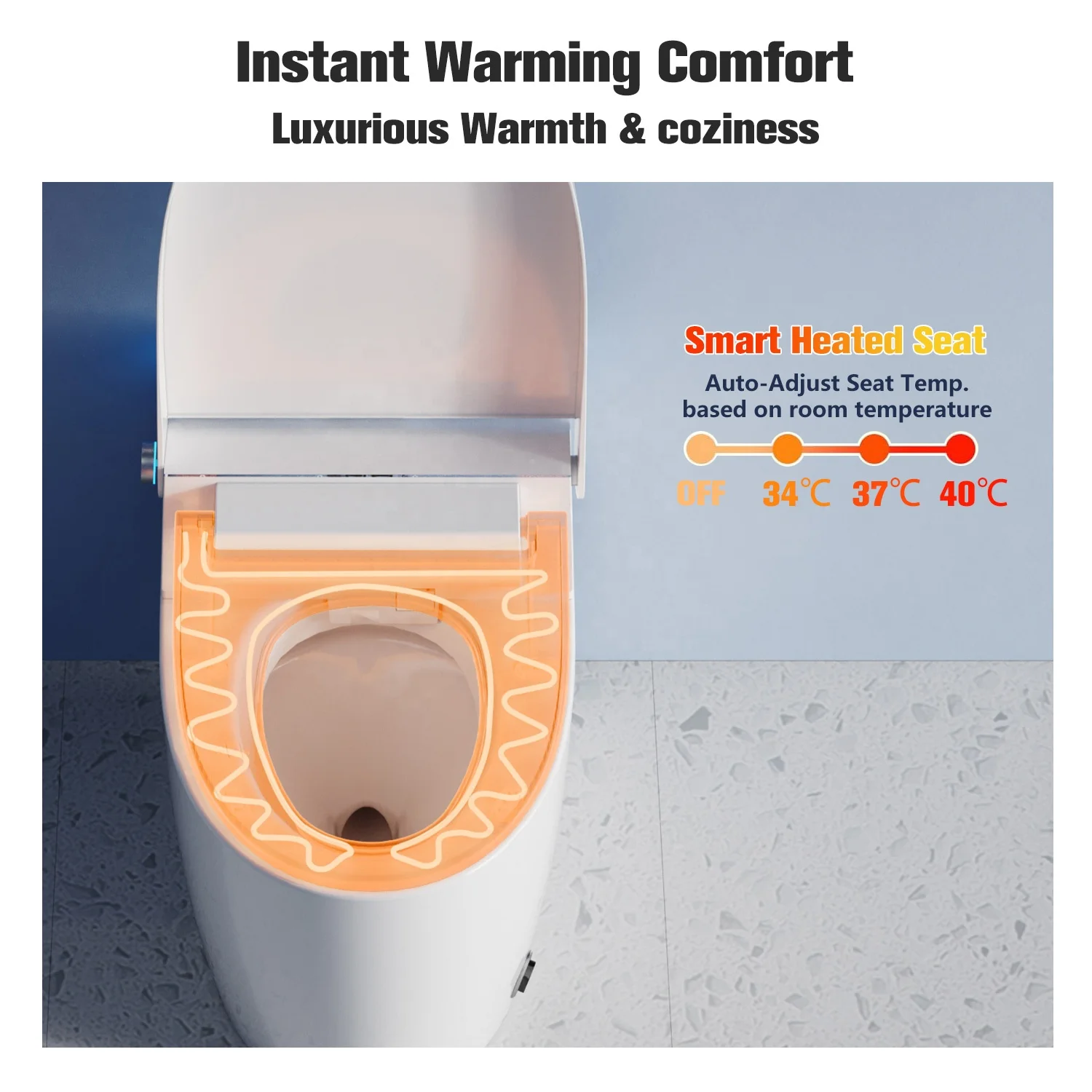 Simple Version Smart Bathroom Electric Bidet Toilet Bowl Ceramic Sanitary WC S-trap Heated Seat Night Light Toilet