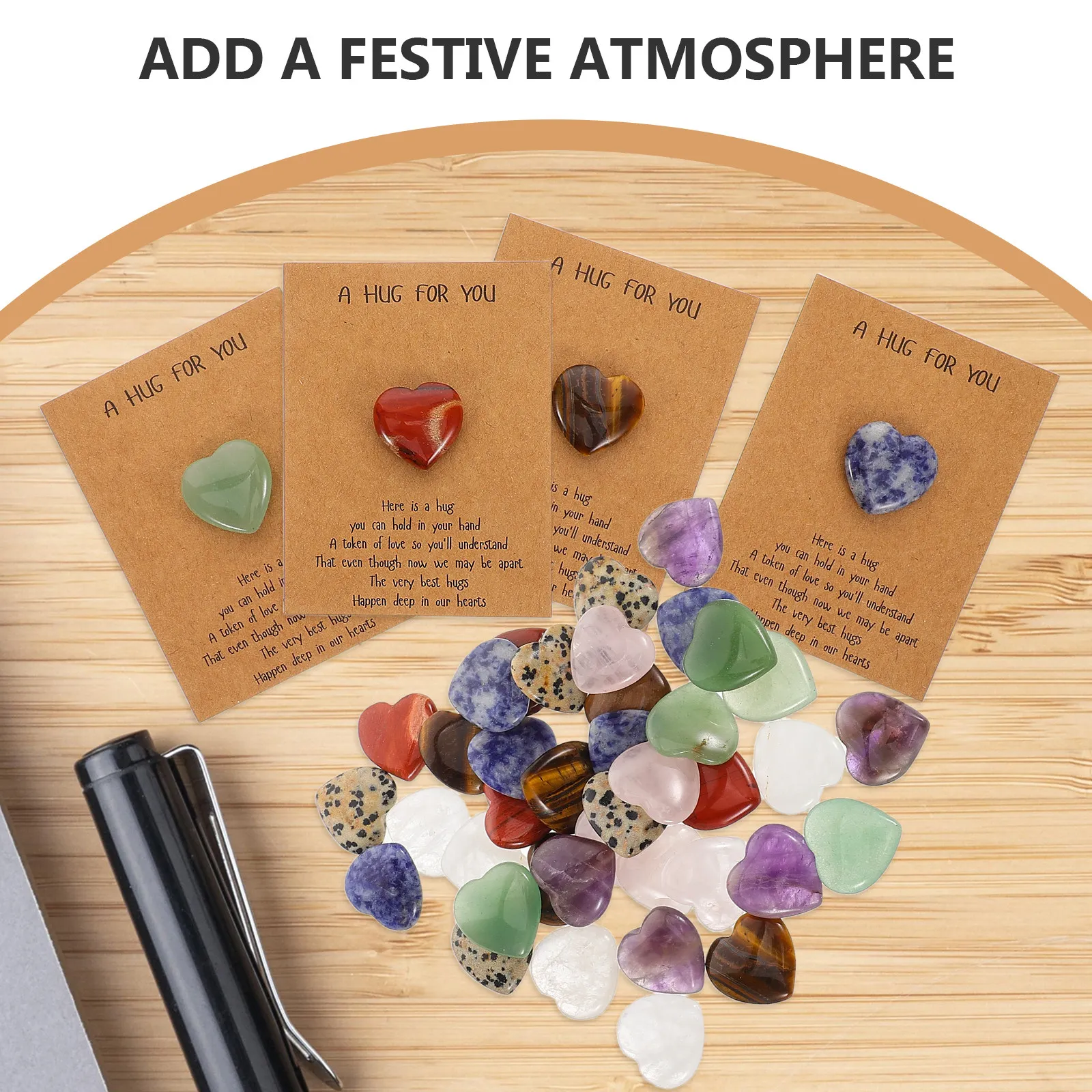 40 Sets Cards Birthday Present for Mom with Natural Stone Exchange Holiday Bulk Diy Valentines Greeting Presents