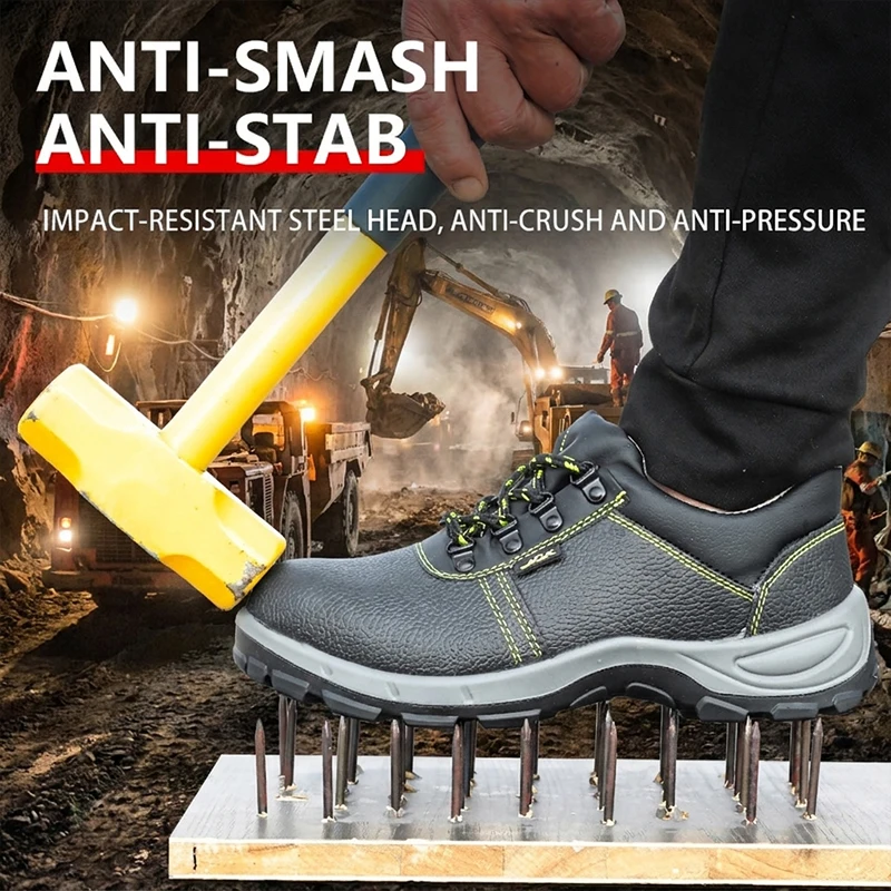 Durable Anti-Shatter and Anti-Puncture Leather-Faced Safety Shoes, Protective Shoes, Work Shoes, Mining Boots, Mining a