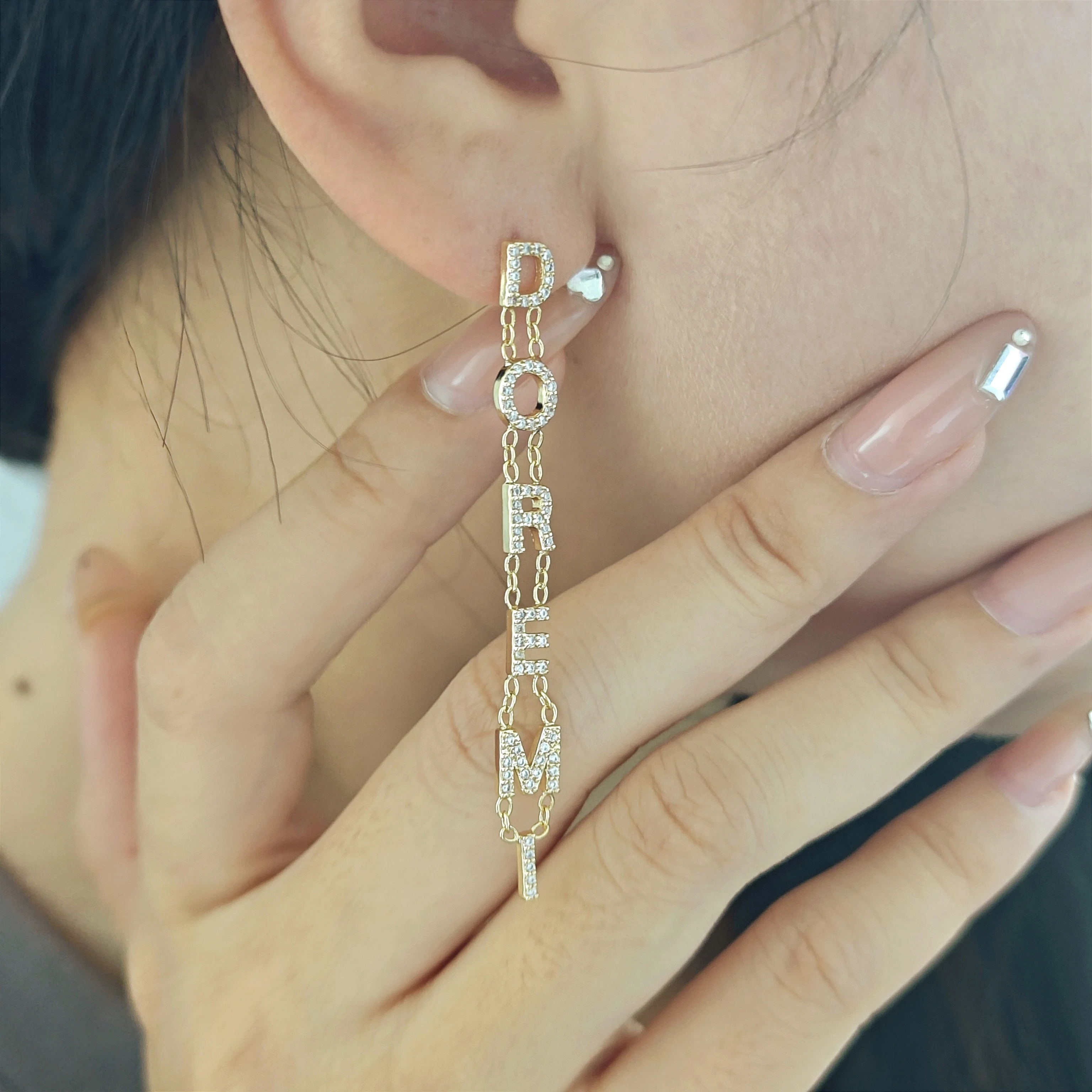 Lateefah Soldering Alphabet Tassel Earrings Customized Name Personalized Earrings Jewelry