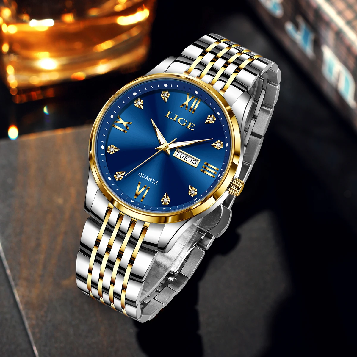 

НОВЫЕ модные кварцевые мужские часы LIGE: роскошные повседневные деловые наручные часы из нержавеющей стали, водонепроницаемые, с люминесцентным циферблатом, датой и днем недели