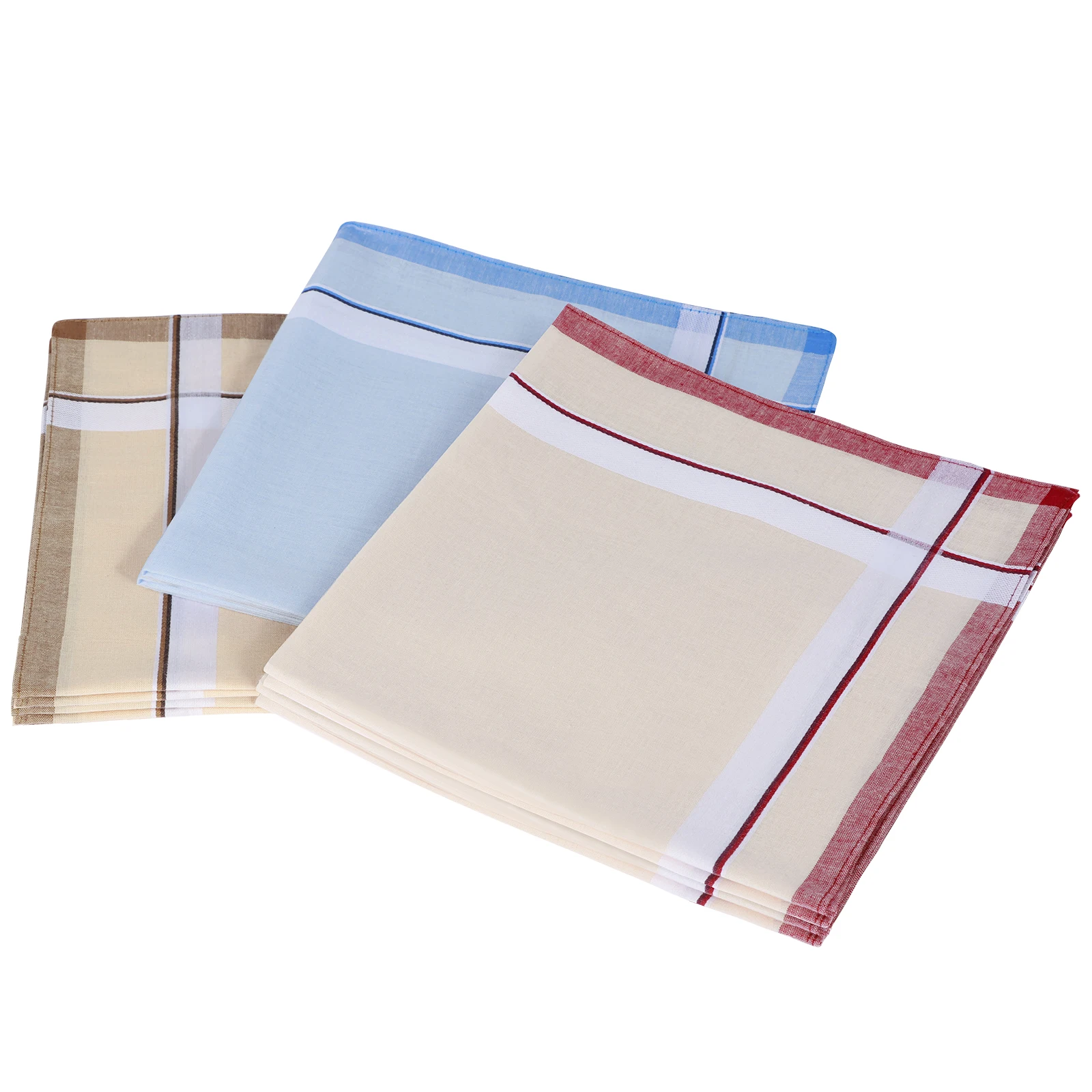 

12Pcs Men's Handkerchiefs Soft Cotton Gents Hankies Cotton Square Plaid Hankies with 3 Styles Reusable Washable Pocket