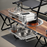 Outdoor IGT Double Layer Storage Rack IGT Table Desktop Side Expansion Rack Camping Table Drain Basket Folding Tableside Hanger