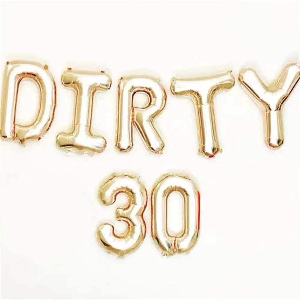 7pcs/set Rose Gold DIRTY 30 Thirty 30th Birthday Party Decoration Sweet Girls Happy Birthday Balloon Event Party Supplies Globos