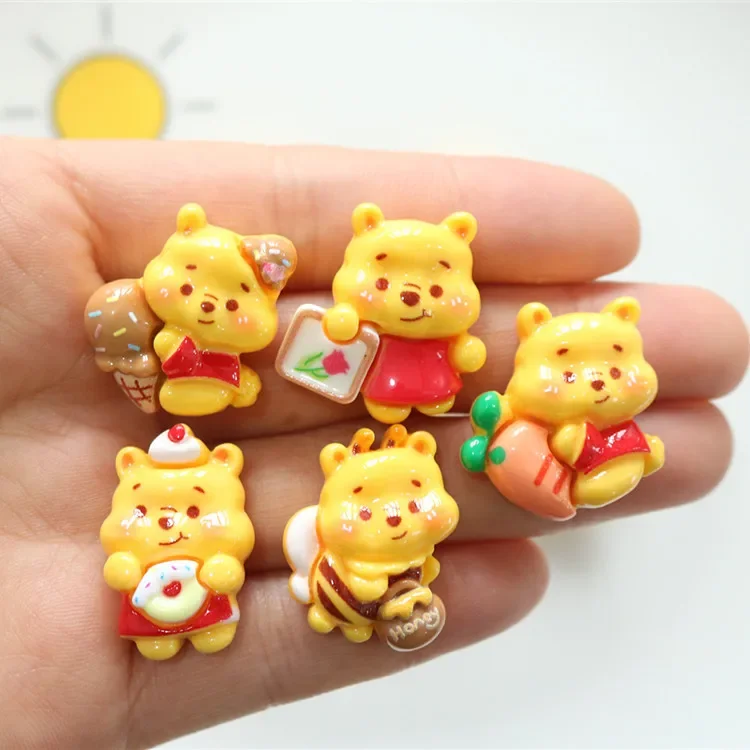 5 Stuks Schattige Winnie Serie Cartoon Hars Flakback Cabochons Diy Ambachten Materialen Sieraden Maken Charmes