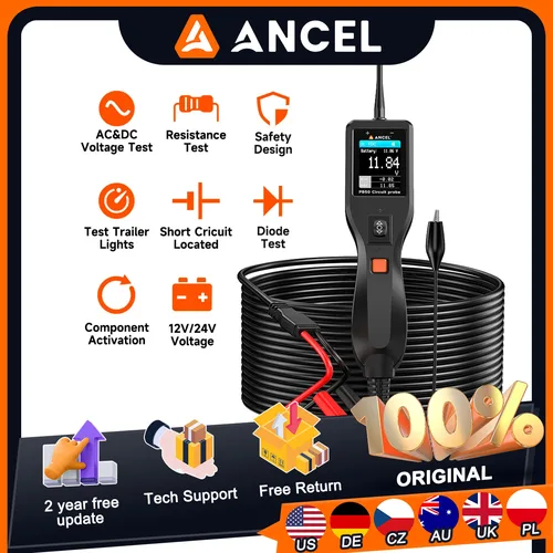 Probador de circuito automotriz, Kit de sonda de circuito de potencia de voltaje Digital ANCEL PB50 con herramienta de diagnóstico eléctrico de buscador corto