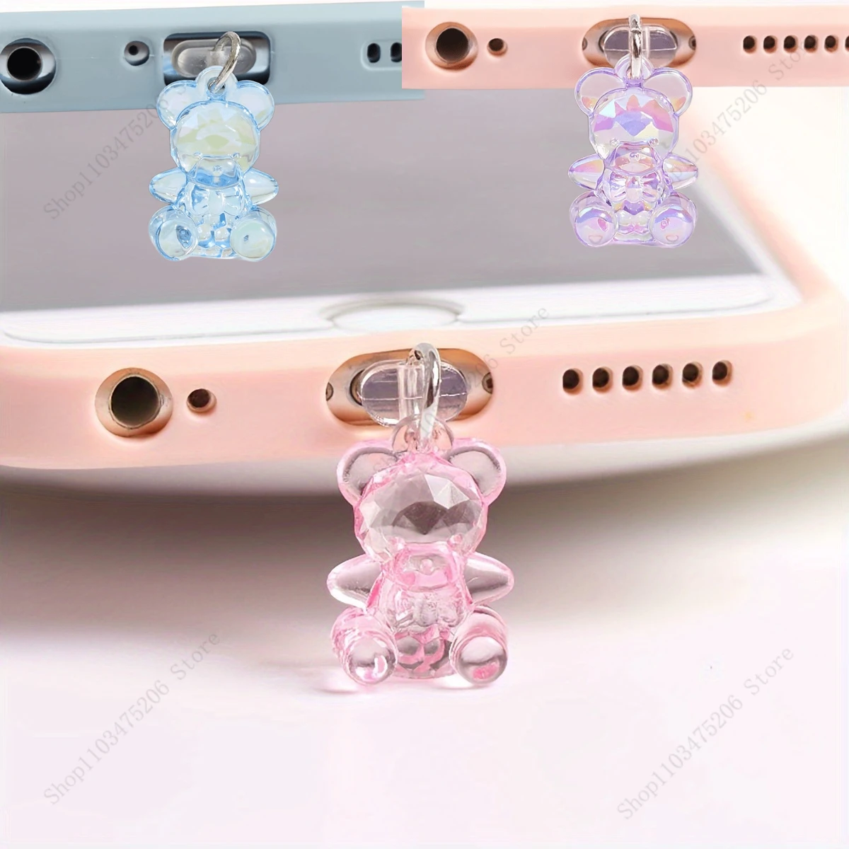 

Fashion Acrylic Bear Dust Plug Charm Kawaii Earphone Jack Anti Dust Cap Aux Dust Protection 3.5MM Couple Phone Stopper