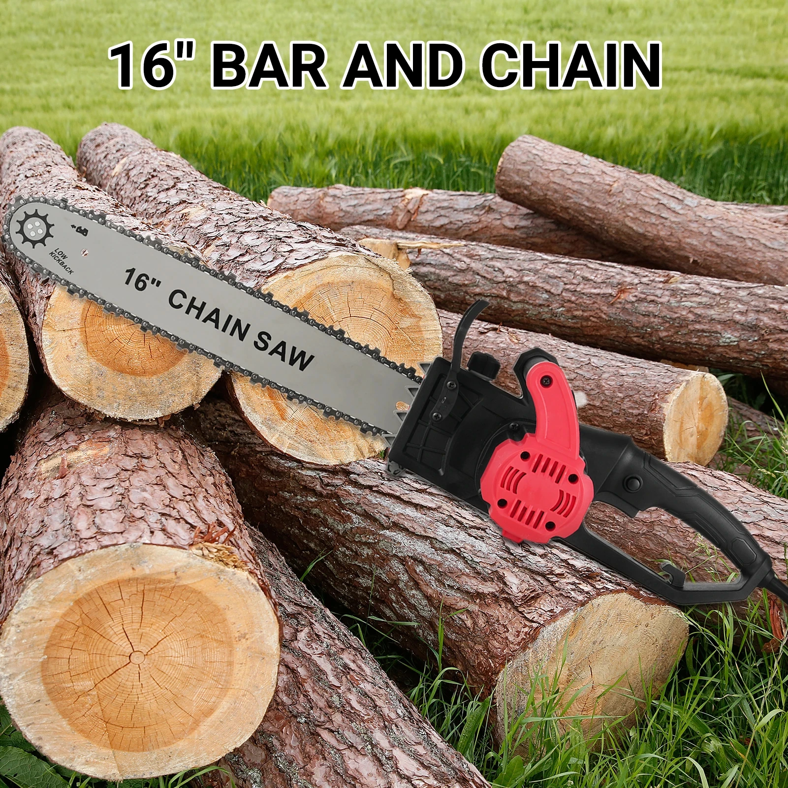 16 Inch Electric Chain Saw 1800W High Power Corded Chainsaw 220V Handheld Logging Saw No load 5500RPM for Wood Felling Cutting