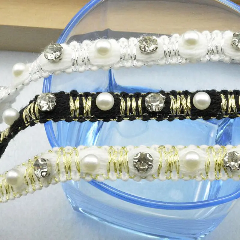 Baru 1Meter/39,37 Inci Per Pak Cocok untuk Gaun Prom Pernikahan Kain Renda Jahit Kain Kualitas Tinggi Renda Manik-manik Bambu Kecil