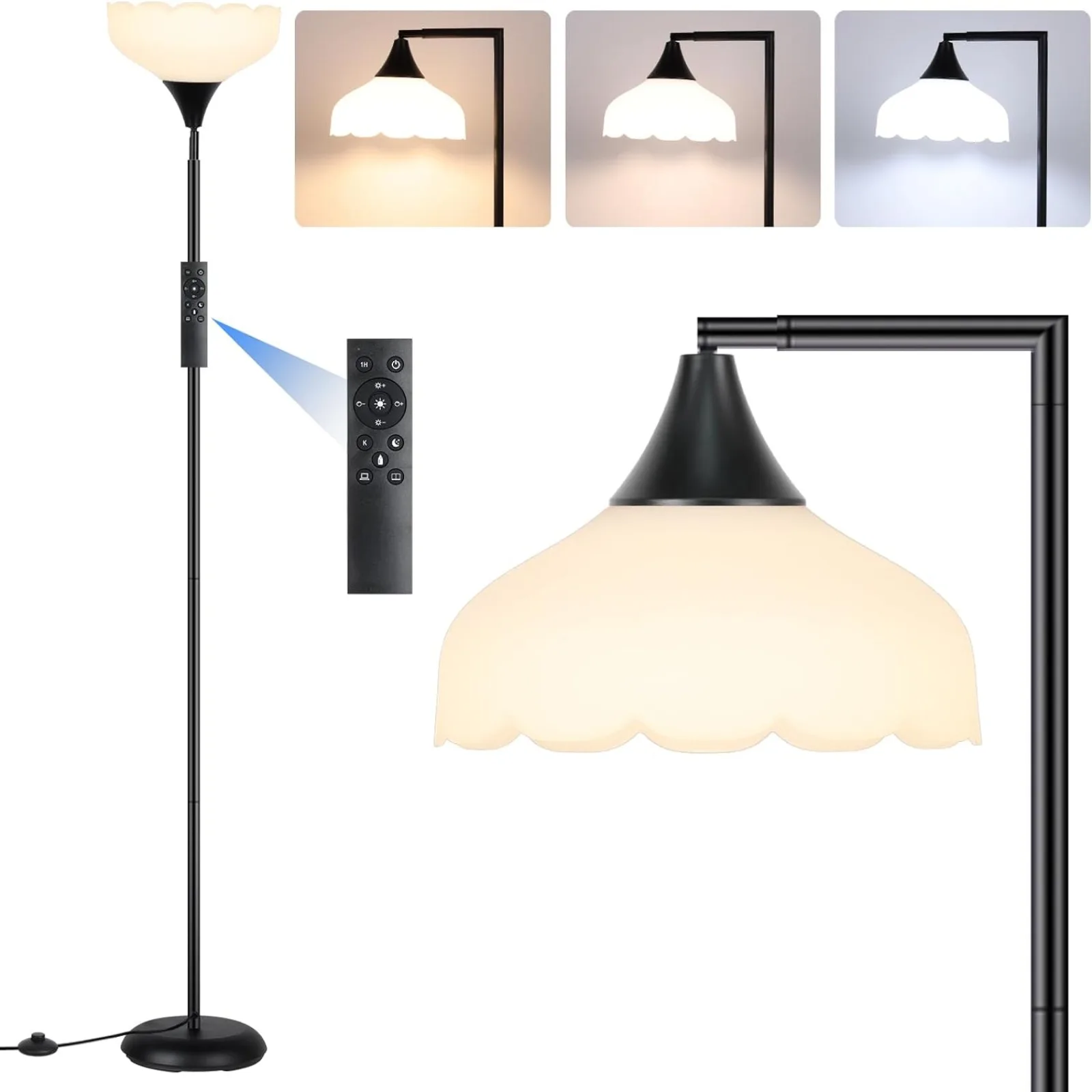 

US Floor Lamp with Remote, 2 in 1 Dimmable Standing Lamp, 76"Tall Lamp with Stepless Adjustable 3000K-6500K Colors & Brightness