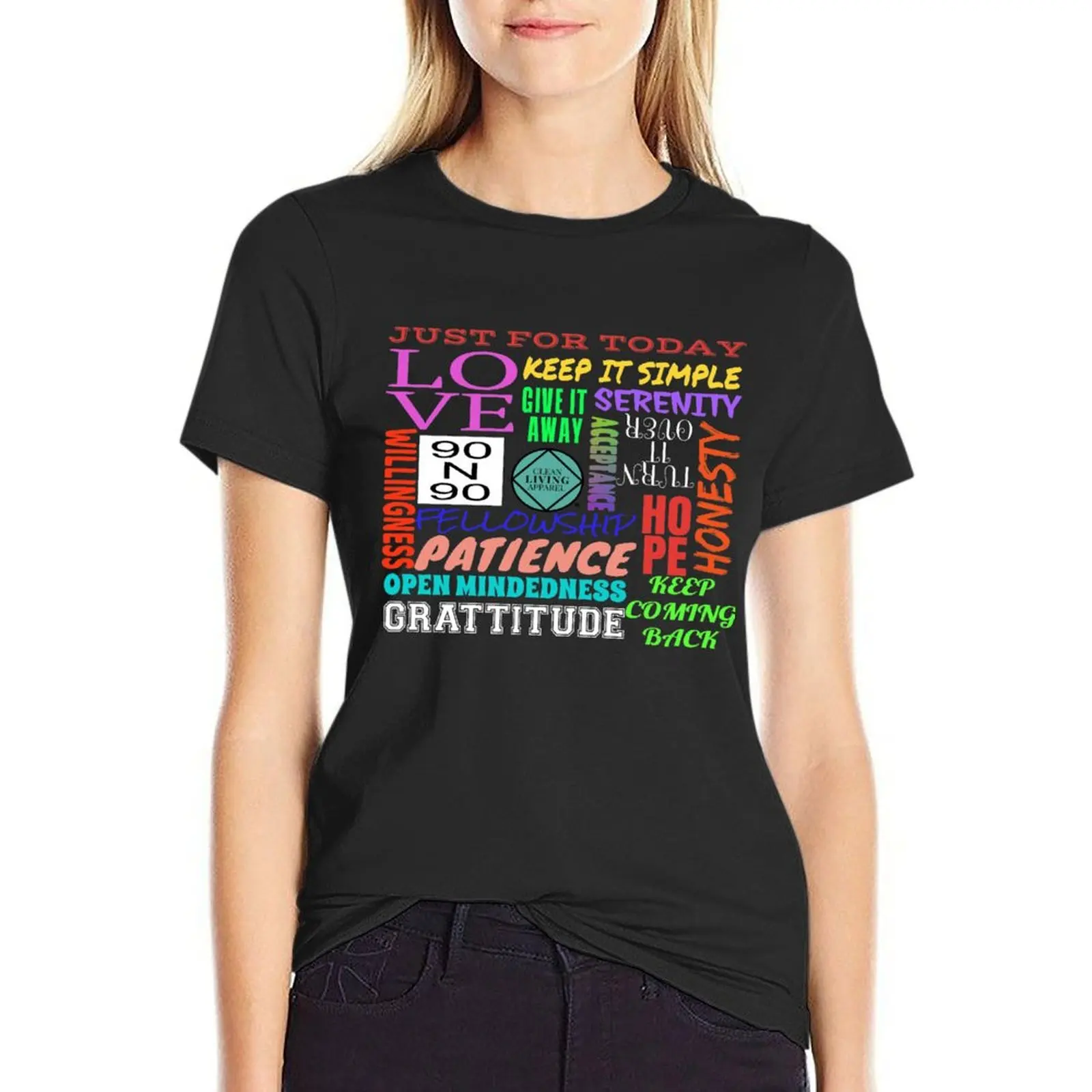 

Spiritual Principles of 12 Step Recovery Program NA AA T-Shirt female funny tshirts for Women