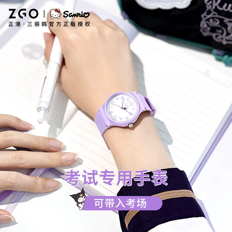 ZGO x Sanrio Kuromi Kids Watch Quartz Waterproof Light Sport Watch Student Exam 8522