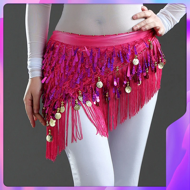 9 Color Tie-dye Oriental Belly Dance Hip Scarf Coins Belt Women Bellydance Costume Accessories ceinture danse du ventre