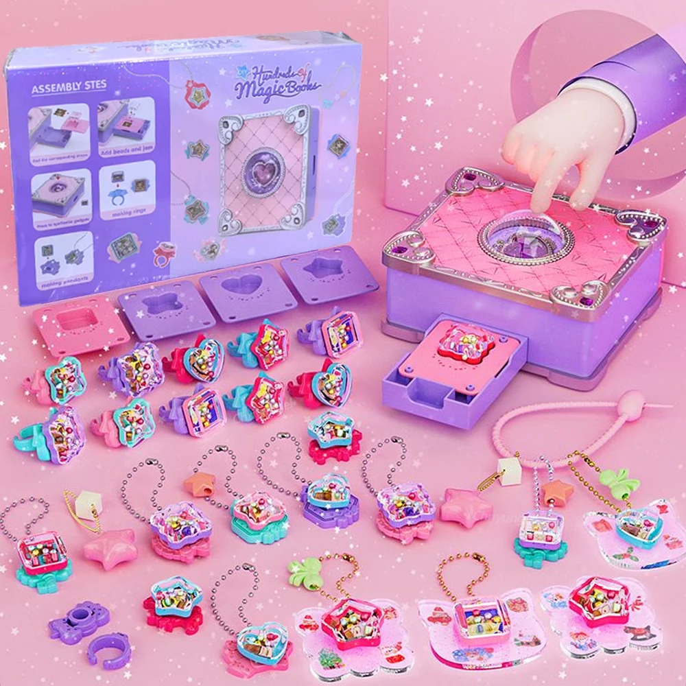 Chriyungel DIY Sieraden Maken Kit voor Meisjes 3D Magische Armbanden Ringen Sleutelhangers Creatieve Craft Box Set Kerst Verjaardagscadeau voor Kid