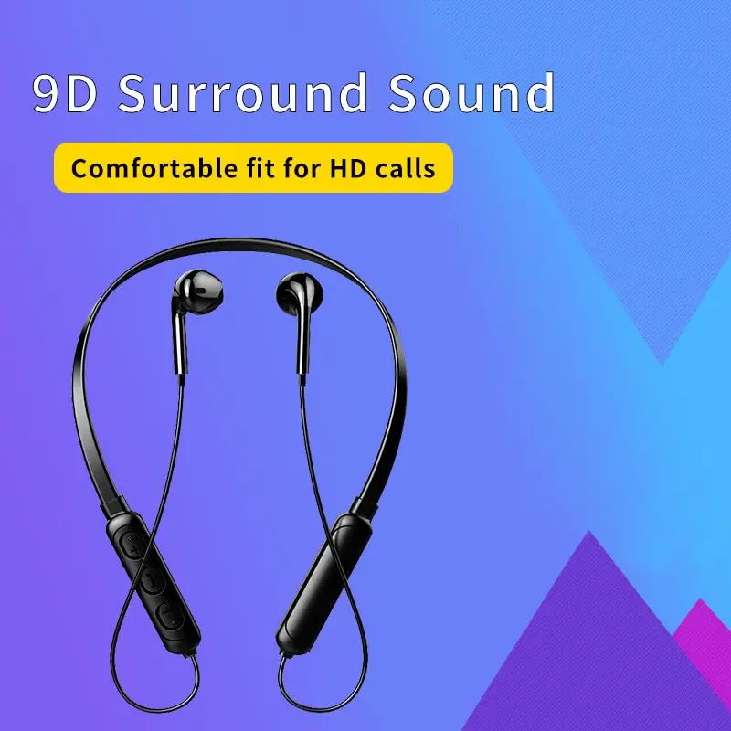 Wireless Bluetooth Headset NeckHanging Stereo Noise Reduction Universal 5.0 Sports Headset Microphone