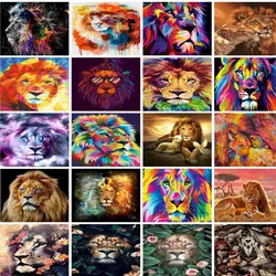 GATYZTORY 60×75CM DIY Painting By Numbers Lion Animals HandPainted Oil Painting Drawing On Canvas Unique Gift Home Decoration