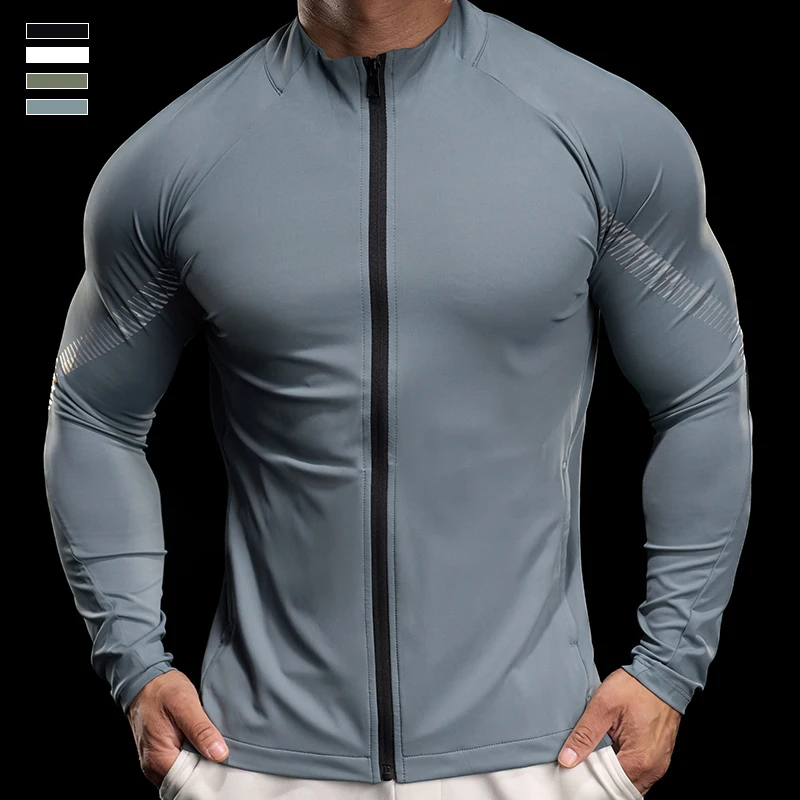 

Men Gym Running Jackets Sports Fitness Tops Quick-drying Breathable Training Clothes Bodybuilding Compression T-shirt