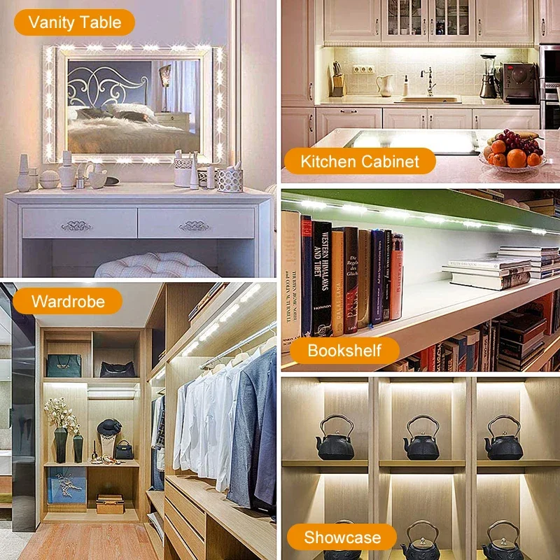 Listwa LED do lustra do makijażu, wtyczka EU/US, ochrona oczu, lampka kosmetyczna, dotykowy włącznik, oświetlenie do szafek i garderoby, tworzące atmosferę.