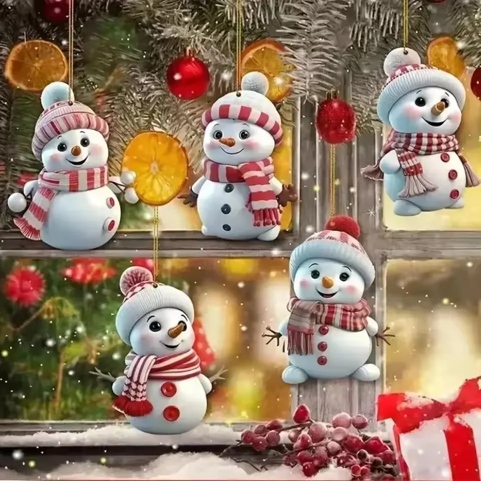 5pcs Christmas Cute Snowman Decoration Pendants for Winter Christmas Tree Decoration New Year Christmas Gifts