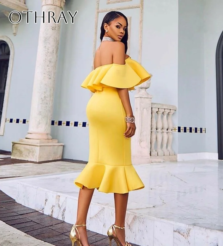 Sheath Ruffled Off ไหล่ Homecoming สั้นชาความยาวแขนกุดที่กําหนดเอง vestidos de fiesta