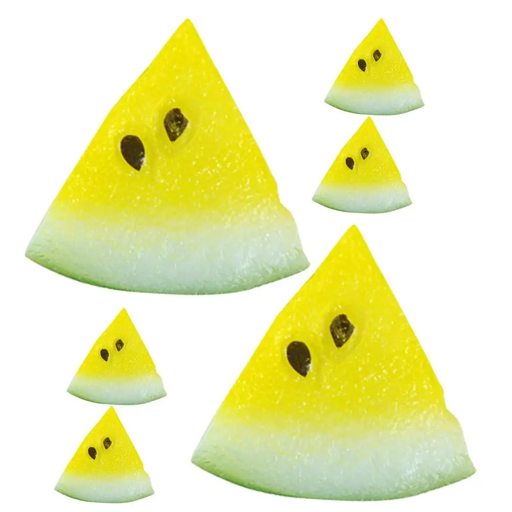 6 Pcs Simulated Watermelon Slices Miniature Decor Artificial Fruit Resin House nament House Food Model Mini Faux Fruits