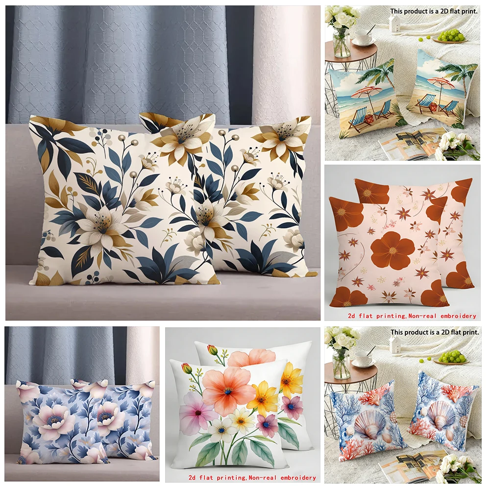 

Floral Patterned Pillowcase for HomeCushion covers, zippered, decorative pillowcases, 45x45 cover sleeves