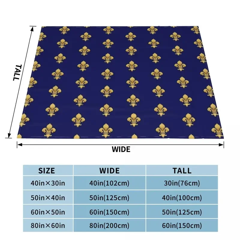 Royal Fleur-De-Lys Blanket Fleece All Season Lily Flower Fleur De Lis Warm Throw Blanket for Bedding Couch Bedding Throws