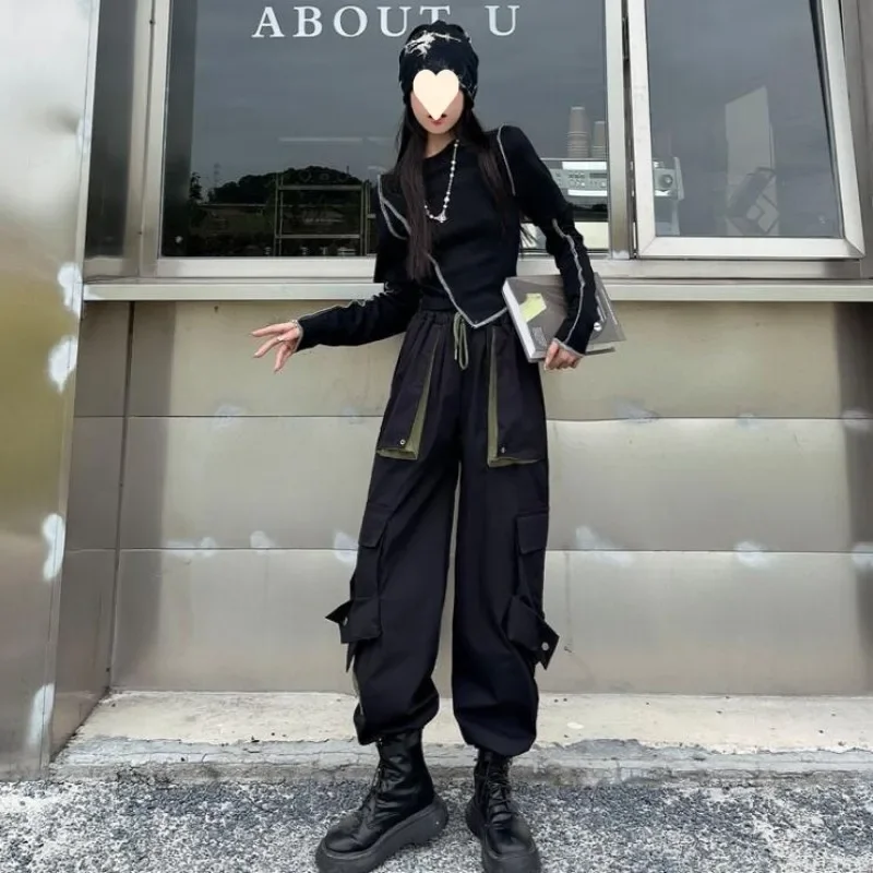 

Korean Cargo Pants Women Harajuku Streetwear Pockets Oversize Joggers Trousers Female Japanese Loose Sweatpants Women Y2k