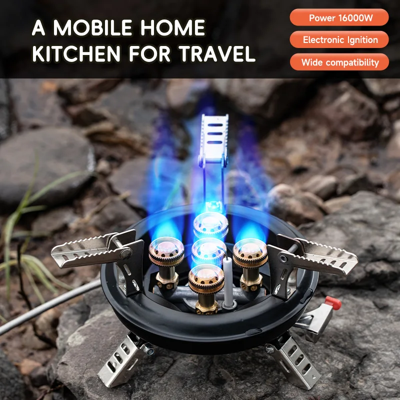 

BRS-201A Camping Gas Stove Travel High Pressured Camping Burner Windshield Butane Gas Burner With Piezo Ignition Gas Stove