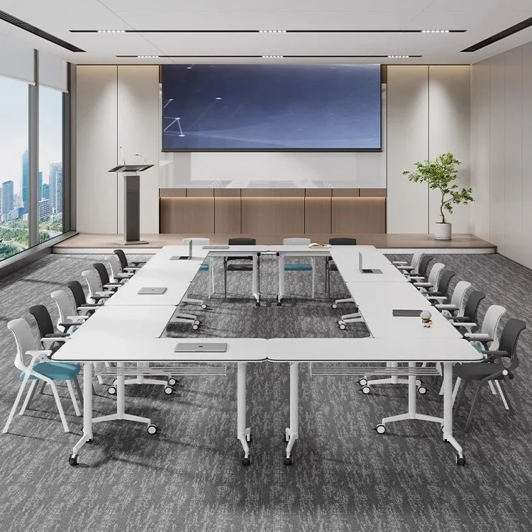 Foldable conference tables, training desks and chairs combined, mobile, spliced office work