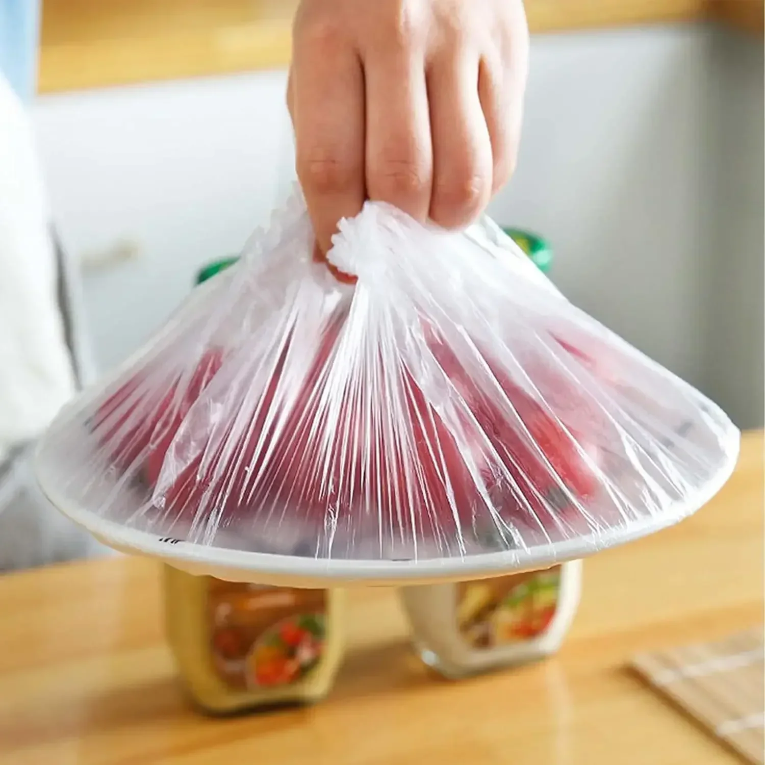Hurtownia jednorazowych owoców spożywczych Saver Elastyczne torby do przechowywania resztek Plastikowe torby do pakowania żywności Organizer kuchenny Folia samoprzylepna — zdjęcie 5