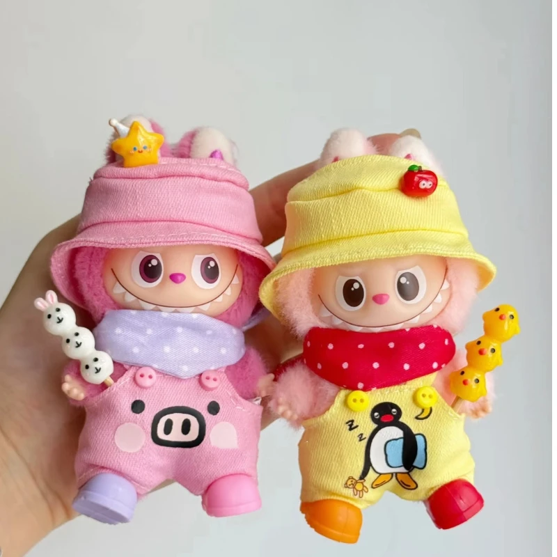 Voor Labubu 4.0 De Monsters Pin voor Overalls Kleding voor Labubu V4 Kleding Liefde Serie Pop Outfit Visser Hoed Onderdelen