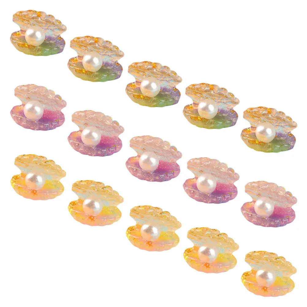 

18Pcs Resin Shell Pearl Ornaments Glow in Dark for Aquarium Fish Tank Garden Lawn Balcony Car Desktop Ocean Party Night Decor