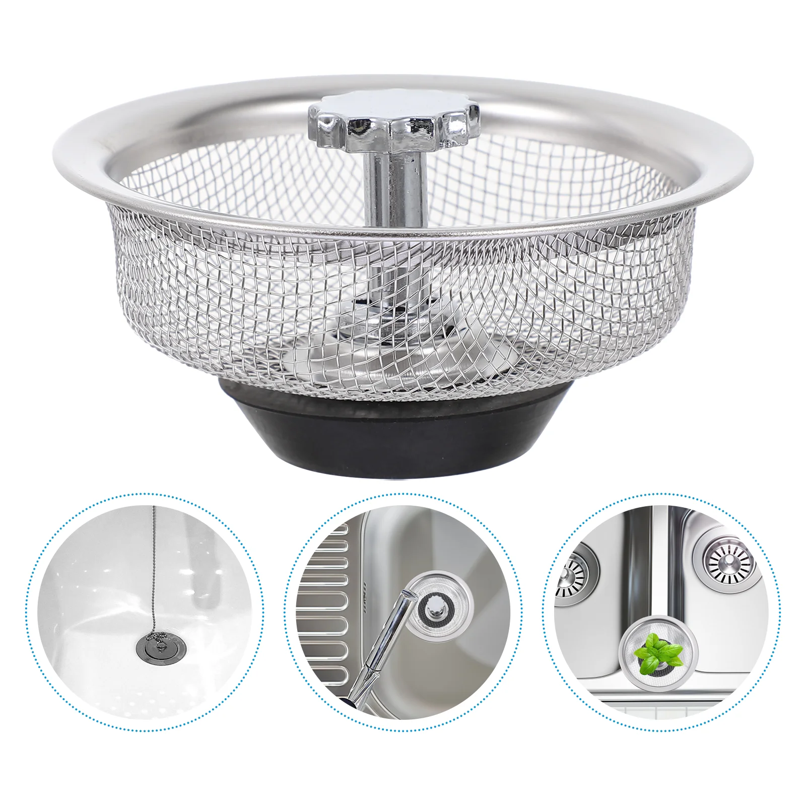 3 Pcs Tub Filter Fine Mesh Strainer Sink Rack Stainless Steel Cutlery Drainer Garbage Stopper