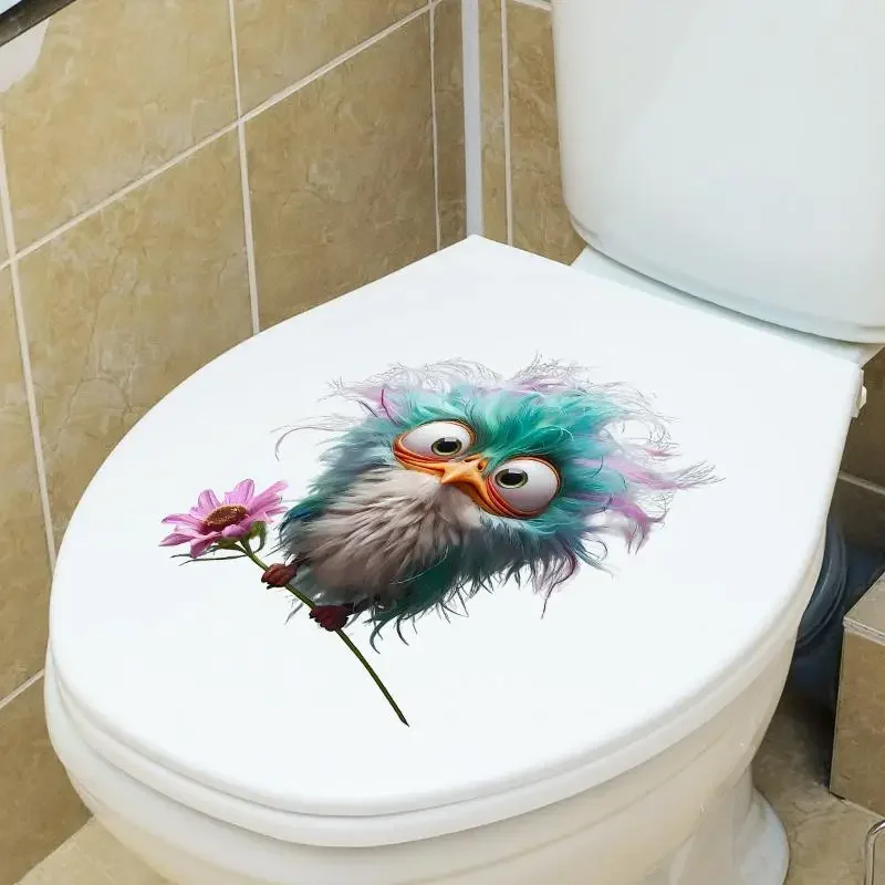 สติ๊กเกอร์ติดผนังห้องน้ำนกบ้าและตลกสติ๊กเกอร์ติดผนังตกแต่งตู้เย็นสติ๊กเกอร์รถผนังสดใสสำหรับบ้าน