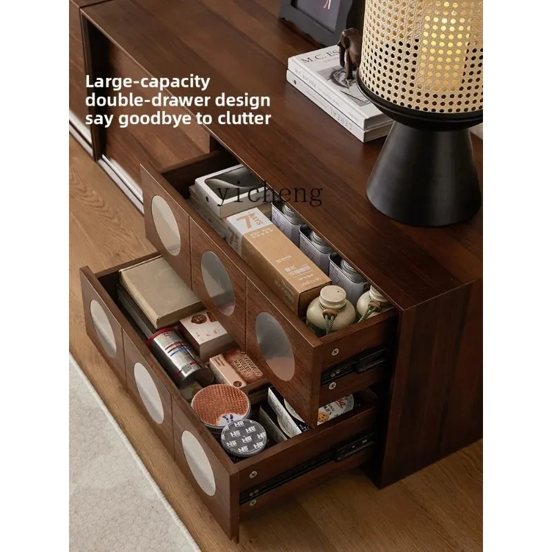 GZ-26  Light Sandalwood Solid Wood Combination TV Storage Cabinet Floor-standing TV Cabinet Living Room