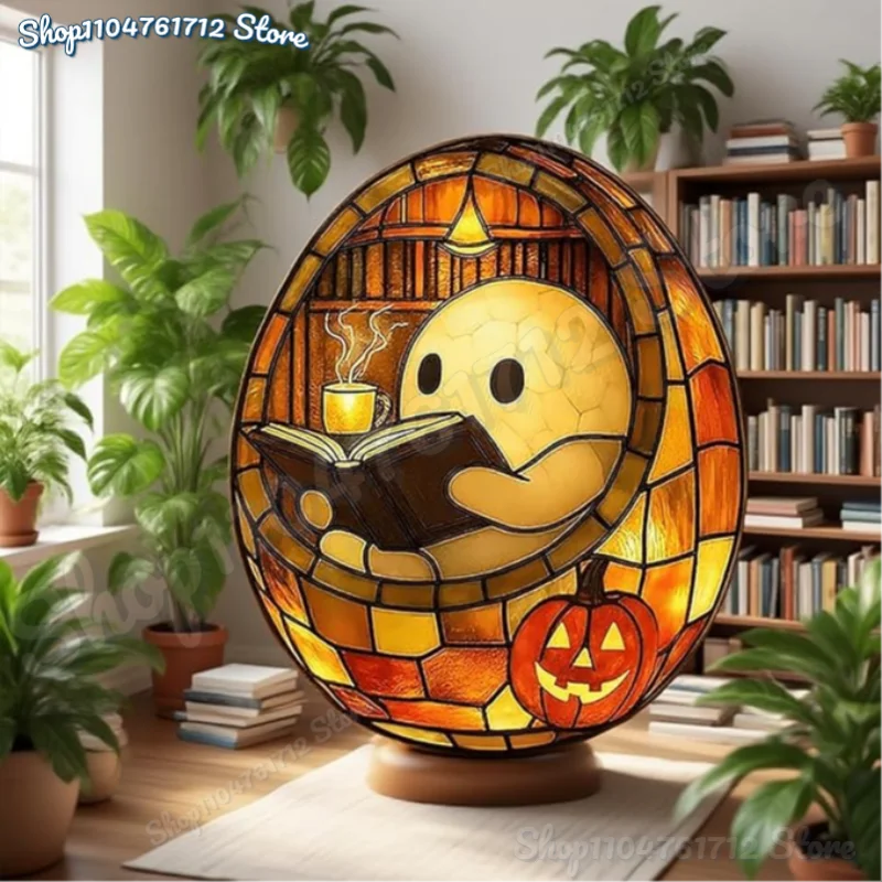 

Ghost Reading Book Lamp Handmade Halloween Ghosts Reading Night Light Up Halloween Decor Ghost Flickering Nightlight For Readers