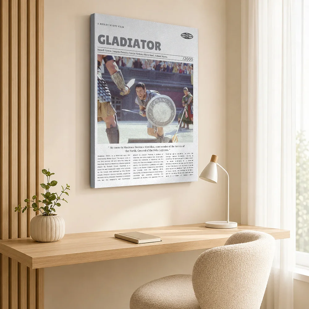 Gladiator Movie Canvas Painting Poster Customized Vintage Movie Wall Art for Home Theater Decor Collectible Ready to Hang Gift