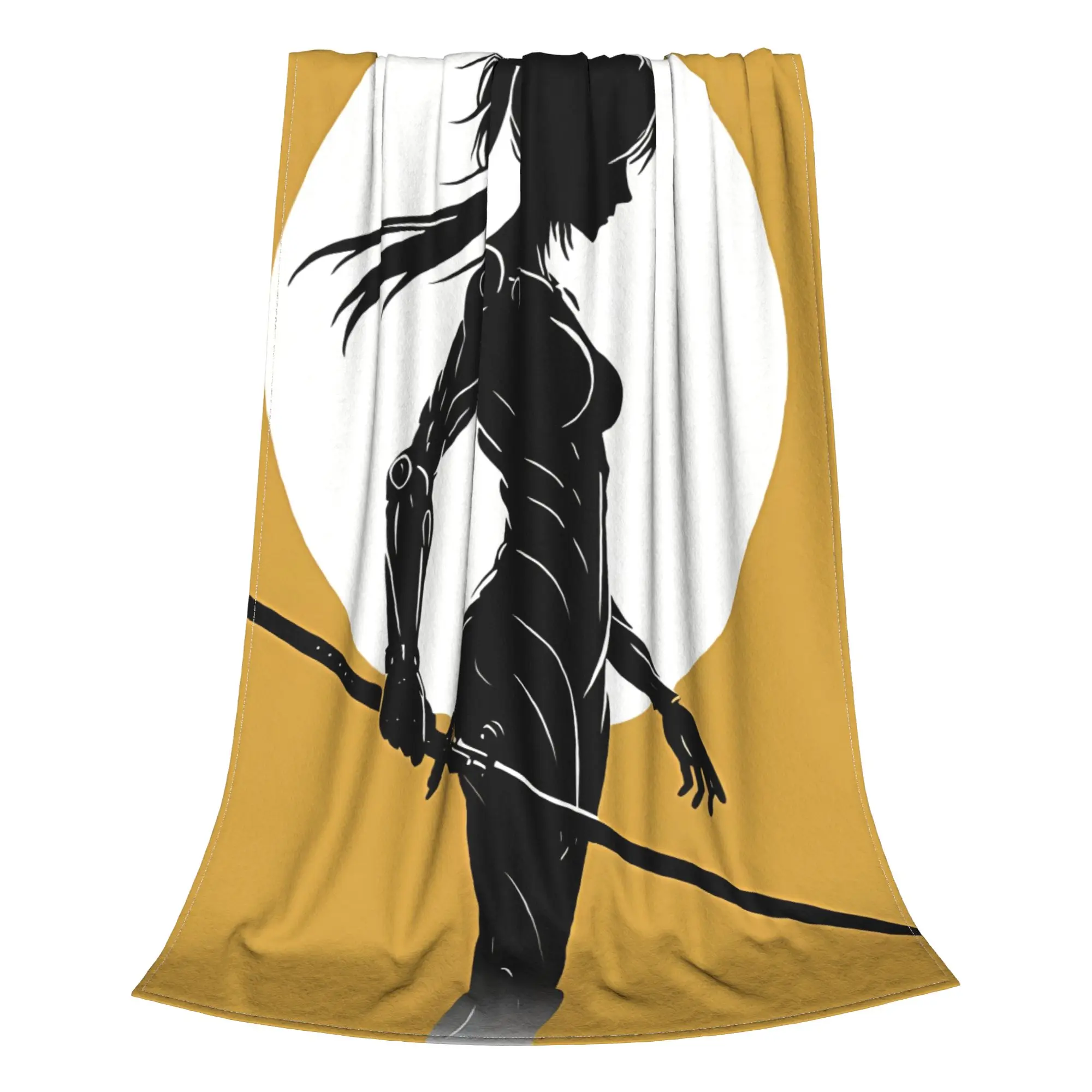 1PC Home Cutecore 90s Manga Character Battle Angel Alita Blanket Super Cosy Plush Home Living Room Sofa Halloween
