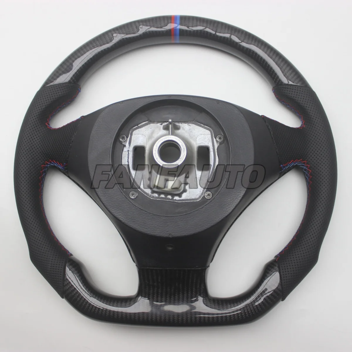 Replacement Real Carbon Fiber Steering Wheel with Leather for BMW E60 E61 5 Series 2003-2010 - Image 6