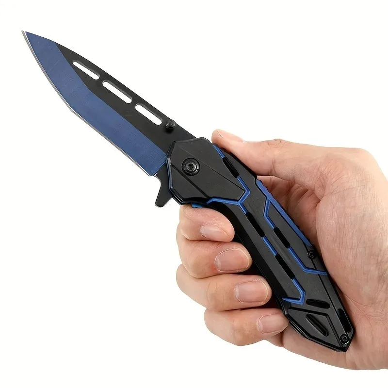 Outdoor folding knife, portable with a sense of technology, sharp and high hardness aluminum alloy handle, anti slip and self-de