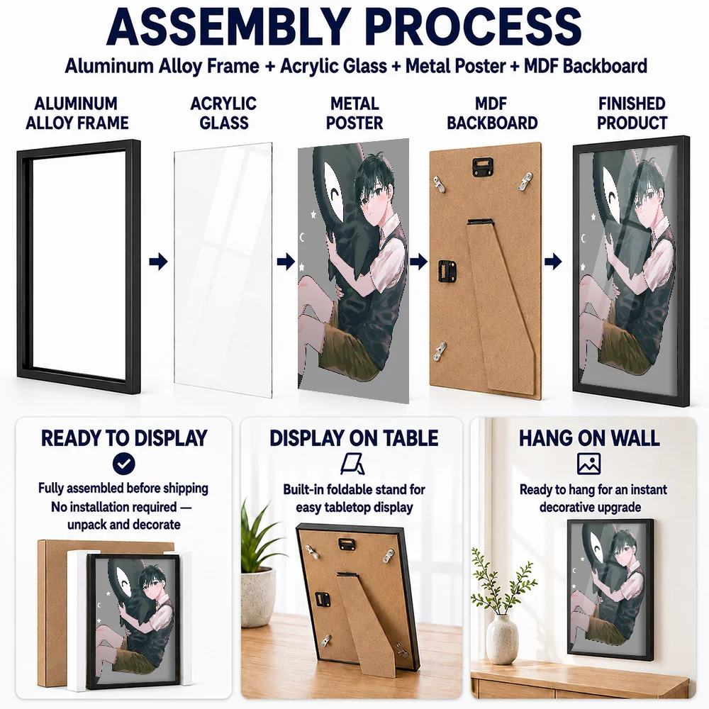 Omori Framed Aluminum Metal Posters Customized Photo Video Game Theme Wall Art For Entertainment Room Gaming Enthusiast Gift