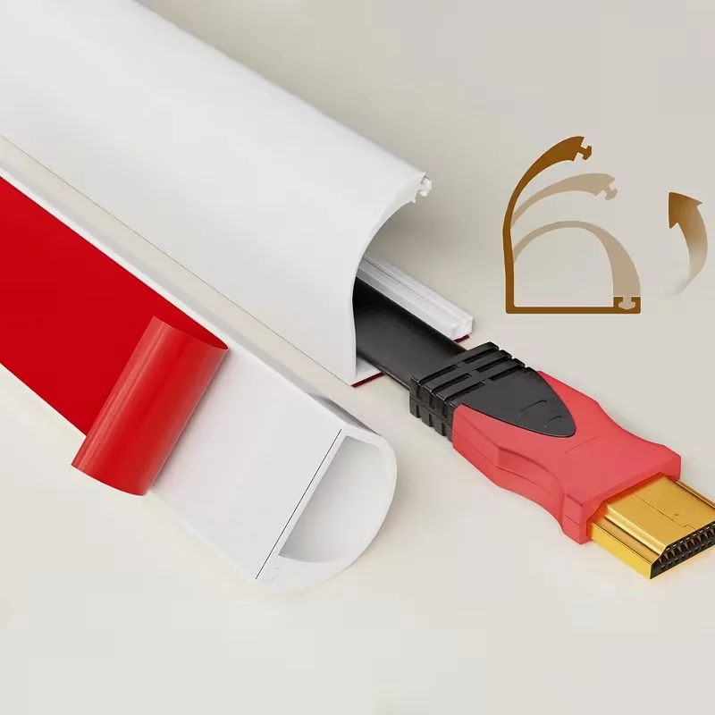 Cache-câble mural auto-adhésif 1/3/5m, 1 pièce, correcteur de câble mural en PVC, protecteur de cordon Flexible pour le bureau et la maison